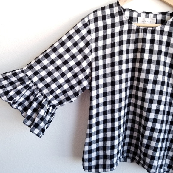 The Great Gingham Flare Sleeve End Blouse Cotton - Picture 2 of 7